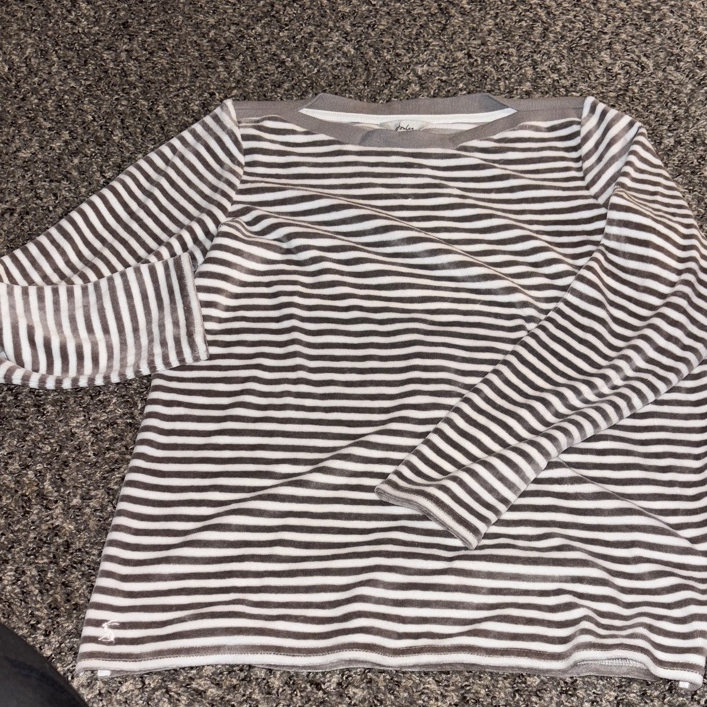 Joules Brown and White Striped Top